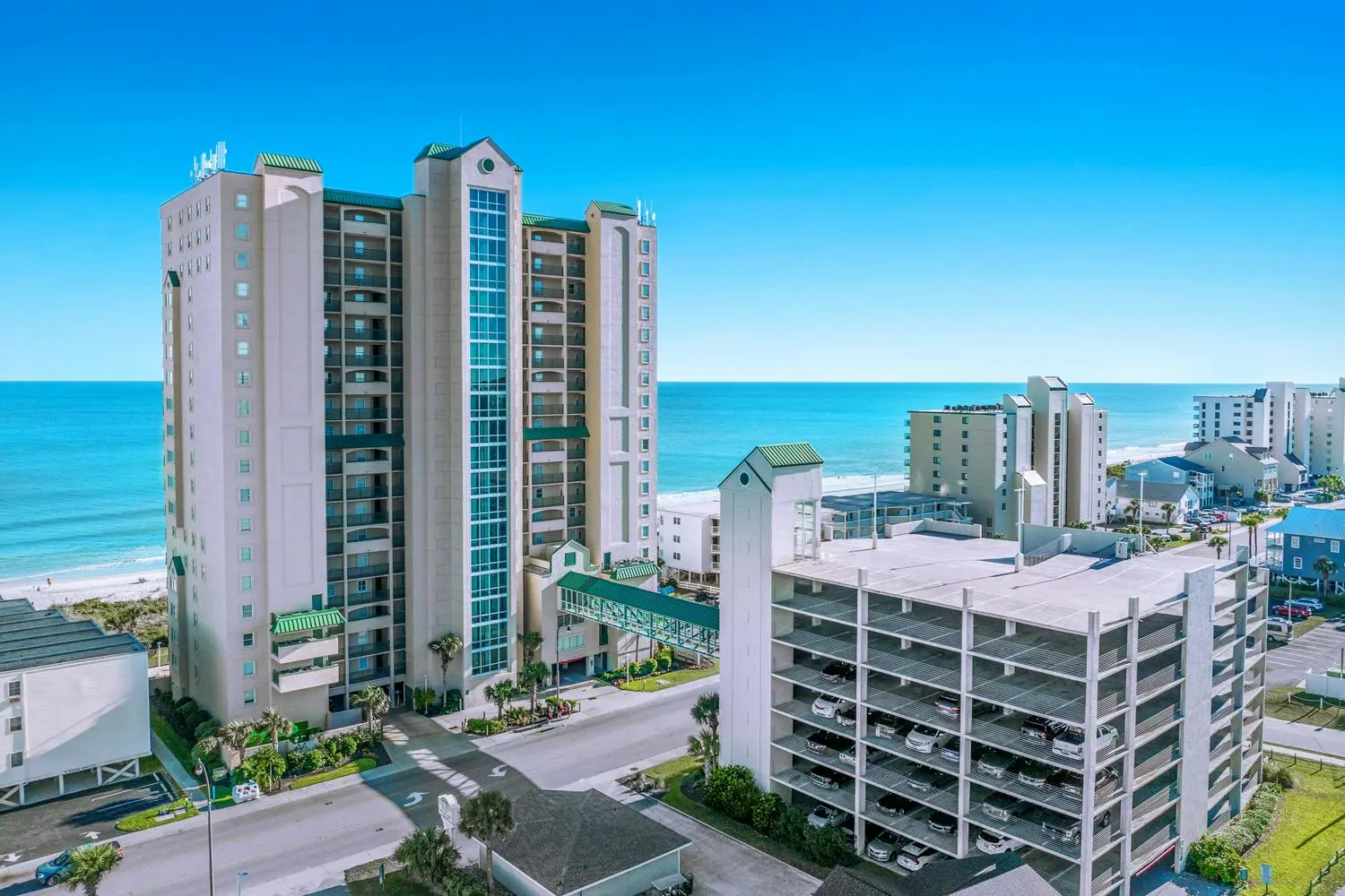 Oceanfront condo building exterior view